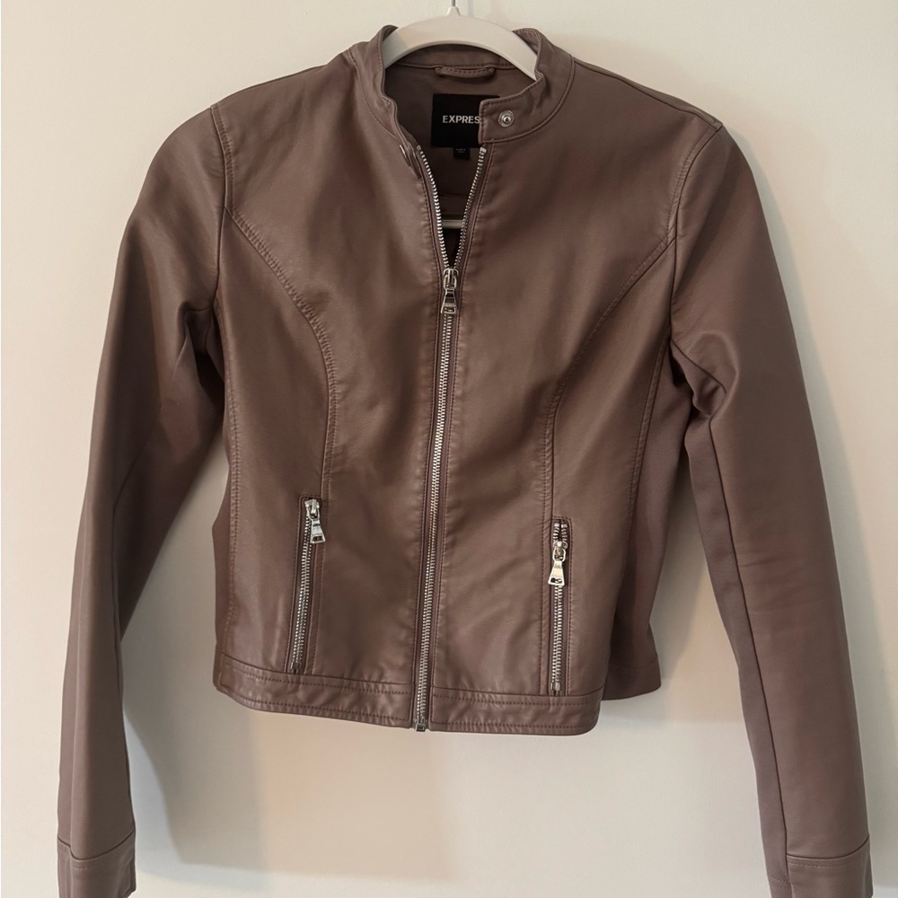 Express Women's Mauve Faux Leather Jacket